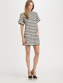 Bold sailor stripes add graphic appeal to this easy cotton shift.BoatneckShort sleevesPatch pocketsVented hemAbout 17 from natural waistCottonMachine washImportedModel shown is 5'9 (175cm) wearing US size Small. Bold sailor stripes add graphic appeal to this easy cotton shift.BoatneckShort sleevesPatch pocketsVented hemAbout 17 from natural waistCottonMachine washImportedModel shown is 5'9 (175cm) wearing US size Small.