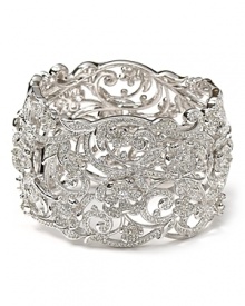 Nix the minimalism and opt for a statement piece like this sterling silver and crystal cuff from Nadri. It's floral design lends opulent glamour to occasion looks. Nix the minimalism and opt for a statement piece like this sterling silver and crystal cuff from Nadri. It's floral design lends opulent glamour to occasion looks.