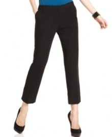The streamlined cut gives Calvin Klein's pants a fresh look. The cropped silhouette makes them a unique addition to your work wardrobe. The streamlined cut gives Calvin Klein's pants a fresh look. The cropped silhouette makes them a unique addition to your work wardrobe.