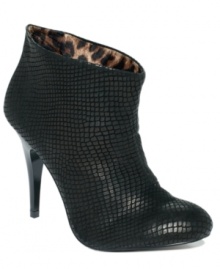 Easy-on embossed leather adds instant glam to your look. The Gilaam booties by Betsey Johnson also feature cozy fabric along the inside of the shaft. Easy-on embossed leather adds instant glam to your look. The Gilaam booties by Betsey Johnson also feature cozy fabric along the inside of the shaft.