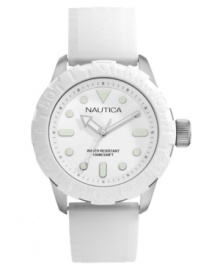 So fresh: this white-on-white Nautica watch is a sporty creation perfect for the active lifestyle.