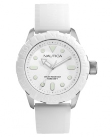 So fresh: this white-on-white Nautica watch is a sporty creation perfect for the active lifestyle. So fresh: this white-on-white Nautica watch is a sporty creation perfect for the active lifestyle.