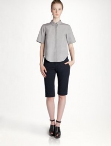 A delicate, refined take on the classic point collar dresses up this versatile cotton top.Point collar with button closureShort sleevesConcealed button frontCottonDry cleanMade in ItalyModel shown is 5'10 (177cm) wearing US size 4. A delicate, refined take on the classic point collar dresses up this versatile cotton top.Point collar with button closureShort sleevesConcealed button frontCottonDry cleanMade in ItalyModel shown is 5'10 (177cm) wearing US size 4.