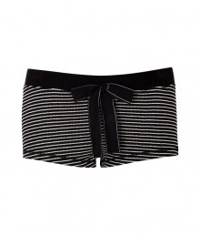 Lazy lounging calls for Juicy Coutures striped thermal shorts, perfect for showing off your assets in cozy-chic style - Elasticized drawstring waistline, decorative gold-toned buttoned fly detail - Extra short, form-fitting - Team with the matching top and shearling lined slippers Lazy lounging calls for Juicy Coutures striped thermal shorts, perfect for showing off your assets in cozy-chic style - Elasticized drawstring waistline, decorative gold-toned buttoned fly detail - Extra short, form-fitting - Team with the matching top and shearling lined slippers