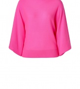 With its bright hue and luxurious cashmere, Ralph Laurens modern pullover is an elegant choice for dressing up your look - Boat-neckline, draped 3/4 dolman sleeves, fine ribbed hemline - Loosely draped fit, fitted hemline - Wear with figure-hugging separates and just as bright accessories