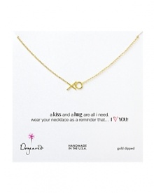 Make a heartfelt statement with this simple 14-karat chain necklace from Dogeared. Delicate and gleaming, this xo totally marks the spot. Make a heartfelt statement with this simple 14-karat chain necklace from Dogeared. Delicate and gleaming, this xo totally marks the spot.
