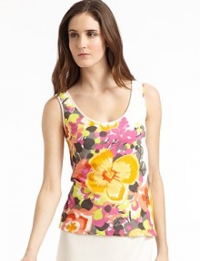 THE LOOKAllover floral designScoopneckSleevelessTHE FITAbout 23 from shoulder to hemTHE MATERIAL95% cotton/5% spandexCARE & ORIGINDry cleanImportedModel shown is 5'10½ (179cm) wearing US size 4. THE LOOKAllover floral designScoopneckSleevelessTHE FITAbout 23 from shoulder to hemTHE MATERIAL95% cotton/5% spandexCARE & ORIGINDry cleanImportedModel shown is 5'10½ (179cm) wearing US size 4.