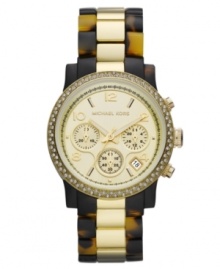 Break out of your fashion shell with the unique styling of this tortoise chronograph timepiece from Michael Kors. Break out of your fashion shell with the unique styling of this tortoise chronograph timepiece from Michael Kors.