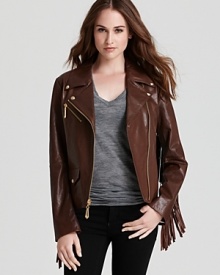 Bring on-trend western flair to your fall looks with this fringed leather jacket from Sam Edelman.