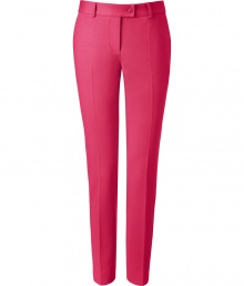 With a sleek tailored cut and radiant shade of fuchsia, Moschino C&Cs slim fit trousers are a chic way to dress up polished daytime looks - Side and buttoned back slit pockets, zip fly, tabbed button closure, belt loops - Slim tailored fit - Wear with a silk blouse, leather belt and heels With a sleek tailored cut and radiant shade of fuchsia, Moschino C&Cs slim fit trousers are a chic way to dress up polished daytime looks - Side and buttoned back slit pockets, zip fly, tabbed button closure, belt loops - Slim tailored fit - Wear with a silk blouse, leather belt and heels