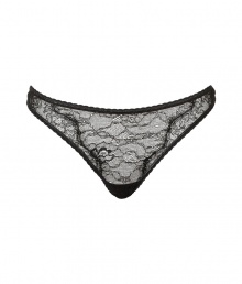 Stylish thong of fine black nylon stretch - Luxurious lace look - Perfect, snug fit - Sweet, sexy, seductive - Fits under (almost) all outfits Stylish thong of fine black nylon stretch - Luxurious lace look - Perfect, snug fit - Sweet, sexy, seductive - Fits under (almost) all outfits