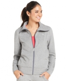 Channel classic sporty style with this zip-up jacket from Puma. Try it with your favorite active ensemble for a comfy layered look in chilly weather. Channel classic sporty style with this zip-up jacket from Puma. Try it with your favorite active ensemble for a comfy layered look in chilly weather.