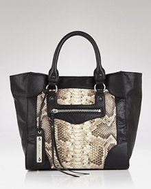 Master mixed media accessorizing with this tote from Sam Edelman. Crafted from leather with snakeskin-embossed accents, it's effortlessly exotic - in the most alluring sort of way. Master mixed media accessorizing with this tote from Sam Edelman. Crafted from leather with snakeskin-embossed accents, it's effortlessly exotic - in the most alluring sort of way.