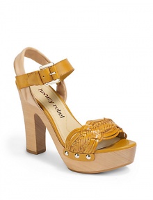 THE LOOKWoven leather across the vampAdjustable ankle strap with contrast back strapSide stud accentsPadded insoleWooden heel, 4½(115mm)Wooden platform, 1¼(30mm)Compares to a 3¼ heel (80mm)THE MATERIALLeather upperLeather liningRubber soleORIGINImported THE LOOKWoven leather across the vampAdjustable ankle strap with contrast back strapSide stud accentsPadded insoleWooden heel, 4½(115mm)Wooden platform, 1¼(30mm)Compares to a 3¼ heel (80mm)THE MATERIALLeather upperLeather liningRubber soleORIGINImported