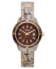 Add an unexpected accent to your look with this chic Stella collection watch by Fossil. Add an unexpected accent to your look with this chic Stella collection watch by Fossil.