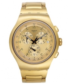 A timeless structured Golden Block watch with golden tones and Swiss precision, by Swatch. A timeless structured Golden Block watch with golden tones and Swiss precision, by Swatch.