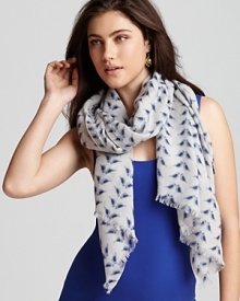 Beautiful butterflies flit and flutter across this lightweight wool scarf from Lola Rose. Beautiful butterflies flit and flutter across this lightweight wool scarf from Lola Rose.