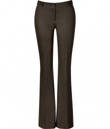 Figure-hugging canvas green flared leg pants from Burberry - These slim boot-cut pants inject flattering style to your day or night look - Trouser-style, button tab detail at waistband, front slit pockets, slim silhouette - Pair with a tie-neck blouse, shearling coat, and chunky platforms Figure-hugging canvas green flared leg pants from Burberry - These slim boot-cut pants inject flattering style to your day or night look - Trouser-style, button tab detail at waistband, front slit pockets, slim silhouette - Pair with a tie-neck blouse, shearling coat, and chunky platforms