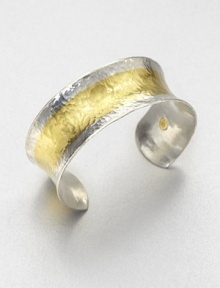 A concave design in sleek sterling silver and radiant 24k gold with a stunning hammered texture. Sterling silver24k goldSlip-on styleImported A concave design in sleek sterling silver and radiant 24k gold with a stunning hammered texture. Sterling silver24k goldSlip-on styleImported