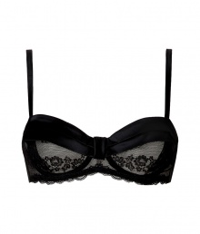 Super sultry black satin and lace underwire bra - Add instant sex appeal with this feminine bra - Lavish satin and floral lace bra with flattering sweetheart shape - Adjustable straps and hook-and-eye closure - Made by high-end French lingerie designer Chantal Thomass Super sultry black satin and lace underwire bra - Add instant sex appeal with this feminine bra - Lavish satin and floral lace bra with flattering sweetheart shape - Adjustable straps and hook-and-eye closure - Made by high-end French lingerie designer Chantal Thomass