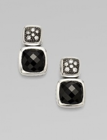From the Chiclets Collection. Pavé diamonds add brilliance to dark, faceted black onyx set in blackened sterling silver. Black onyxDiamonds, .24 tcwBlackened sterling silverLength, about ½Post backImported 