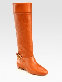 Tall silhouette of rich pebble-grain Italian leather with a goldtone signature buckle. Shaft, 16½Leg circumference, 14Leather upperLeather lining and solePadded insoleMade in ItalyOUR FIT MODEL RECOMMENDS ordering one half size up as this style runs small. Tall silhouette of rich pebble-grain Italian leather with a goldtone signature buckle. Shaft, 16½Leg circumference, 14Leather upperLeather lining and solePadded insoleMade in ItalyOUR FIT MODEL RECOMMENDS ordering one half size up as this style runs small.