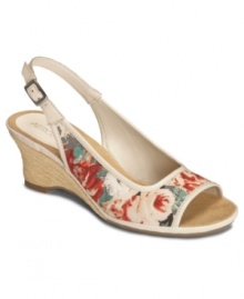 Treat yourself to the Aerosoles Dozen Roses Sandals with their crisp fabric upper, leather-look trim and summery basket-weave wedge. Treat yourself to the Aerosoles Dozen Roses Sandals with their crisp fabric upper, leather-look trim and summery basket-weave wedge.