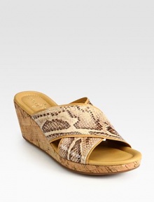 Wide snake-print leather straps overlap the front of the foot, finishing with an earthy cork wedge and platform. Cork wedge, 2 (50mm)Cork platform, ½ (15mm)Compares to a 1½ heel (40mm)Snake-print leather upperLeather liningRubber solePadded insoleImportedOUR FIT MODEL RECOMMENDS ordering true size. Wide snake-print leather straps overlap the front of the foot, finishing with an earthy cork wedge and platform. Cork wedge, 2 (50mm)Cork platform, ½ (15mm)Compares to a 1½ heel (40mm)Snake-print leather upperLeather liningRubber solePadded insoleImportedOUR FIT MODEL RECOMMENDS ordering true size.