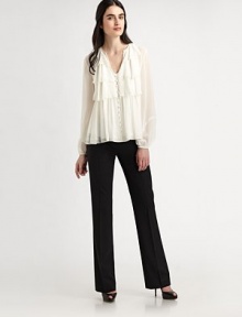 An ethereal design with delicate embroidery and romantic pleats.V-neckLong sleevesFully linedAbout 26 from shoulder to hemPolyesterDry cleanImported Model shown is 5'11 (180cm) wearing US size 4. An ethereal design with delicate embroidery and romantic pleats.V-neckLong sleevesFully linedAbout 26 from shoulder to hemPolyesterDry cleanImported Model shown is 5'11 (180cm) wearing US size 4.