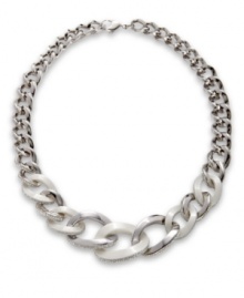Let your rocker-chic side make its big debut in the Montaigne Glam Rock necklace by Swarovski. Crafted in palladium plated mixed metal, necklace features a ceramic design with sparkling crystal Pointiage. Approximate length: 18-1/2 inches. Let your rocker-chic side make its big debut in the Montaigne Glam Rock necklace by Swarovski. Crafted in palladium plated mixed metal, necklace features a ceramic design with sparkling crystal Pointiage. Approximate length: 18-1/2 inches.