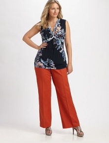A must-have design with undeniable panache, thanks to a vibrant hue and timeless tailoring.Hook-and-eye closureZip flyFront and back pocketsWaist dartsInseam, about 3463% cotton/34% polyester/3% elastaneDry cleanImported A must-have design with undeniable panache, thanks to a vibrant hue and timeless tailoring.Hook-and-eye closureZip flyFront and back pocketsWaist dartsInseam, about 3463% cotton/34% polyester/3% elastaneDry cleanImported