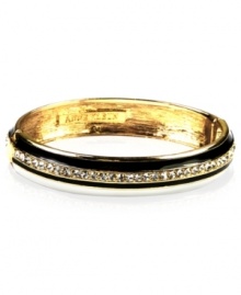 A ring of round-cut crystal accents surrounds this lovely bangle bracelet from Anne Klein. Crafted in gold tone mixed metal. Approximate diameter: 2-1/2 inches. A ring of round-cut crystal accents surrounds this lovely bangle bracelet from Anne Klein. Crafted in gold tone mixed metal. Approximate diameter: 2-1/2 inches.