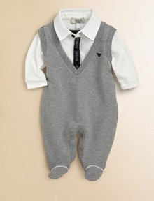 A handsome, layered look one-piece designed in a plush cotton blend with faux polo detailing.Polo collarLong sleevesFront button placketBottom snaps92% cotton/8% elastaneDry cleanImported Please note: Number of buttons/snaps may vary depending on size ordered. A handsome, layered look one-piece designed in a plush cotton blend with faux polo detailing.Polo collarLong sleevesFront button placketBottom snaps92% cotton/8% elastaneDry cleanImported Please note: Number of buttons/snaps may vary depending on size ordered.