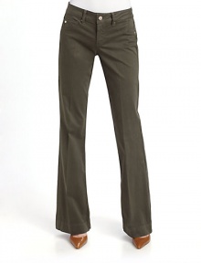 Stretch cotton twill rendered in a classic, wearable shape with faux front pockets and flared leg openings.Narrow waistband with belt loops and button closure Front zipper Faux front hand pockets Front coin pocket Inseam, about 33 98% cotton/2% spandex Machine wash Imported Stretch cotton twill rendered in a classic, wearable shape with faux front pockets and flared leg openings.Narrow waistband with belt loops and button closure Front zipper Faux front hand pockets Front coin pocket Inseam, about 33 98% cotton/2% spandex Machine wash Imported