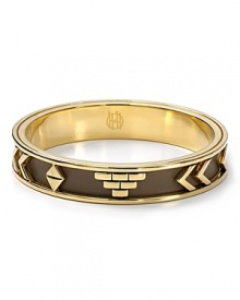 Work Southwestern-inspired shine on your wrist with House of Harlow's 1960's Aztec bangle. Solo or stacked, the leather and gold bracelet exudes exotic. Work Southwestern-inspired shine on your wrist with House of Harlow's 1960's Aztec bangle. Solo or stacked, the leather and gold bracelet exudes exotic.
