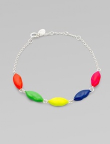 A thin sterling silver chain with bright whimsical enamel lip links. Sterling silver Length, about 7½ Spring ring clasp Made in Italy A thin sterling silver chain with bright whimsical enamel lip links. Sterling silver Length, about 7½ Spring ring clasp Made in Italy
