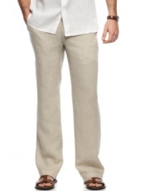Keep your casual look polished with these lightweight linen pants from Perry Ellis. Keep your casual look polished with these lightweight linen pants from Perry Ellis.