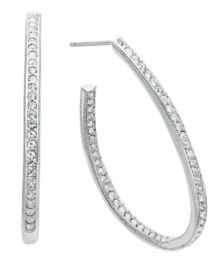 Sparkle from every angle. Eliot Danori's dazzling hoop earrings feature round-cut crystals lining the inside and outside of a chic, J hoop design. Set in silver tone mixed metal. Approximate diameter: 7/8 inch. Sparkle from every angle. Eliot Danori's dazzling hoop earrings feature round-cut crystals lining the inside and outside of a chic, J hoop design. Set in silver tone mixed metal. Approximate diameter: 7/8 inch.