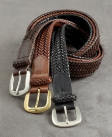The braided belt – a preppy classic – is back in this casual update. Italian saddle leather belt in a classic Derby braid is 1 1/4 wide and features a matte-finish silver/gold tone buckle. The braided belt – a preppy classic – is back in this casual update. Italian saddle leather belt in a classic Derby braid is 1 1/4 wide and features a matte-finish silver/gold tone buckle.