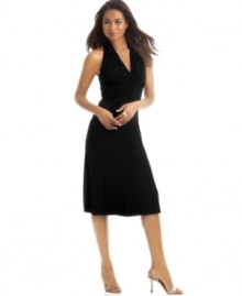 Evan Picone's Marilyn dress turns up the glamor effect with a sexy T-back and shirring in all the right places. Evan Picone's Marilyn dress turns up the glamor effect with a sexy T-back and shirring in all the right places.
