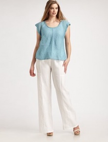 A lightweight linen top with an irresistibly feminine neckline will add an ethereal feel to your wardrobe. The cap sleeves offer chic arm coverage.U-neckCap sleevesFront and back seamPull-on styleAbout 27 from shoulder to hemLinenHand washImported of Italian fabric A lightweight linen top with an irresistibly feminine neckline will add an ethereal feel to your wardrobe. The cap sleeves offer chic arm coverage.U-neckCap sleevesFront and back seamPull-on styleAbout 27 from shoulder to hemLinenHand washImported of Italian fabric