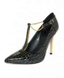 Chain detail adds an air of sexiness to the Tomiko Mary Jane pumps by Truth or Dare. Chain detail adds an air of sexiness to the Tomiko Mary Jane pumps by Truth or Dare.