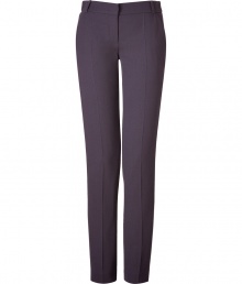 Inject effortless style into your workweek chic with these plum wool crepe pants from Matthew Williamson - Flat front, belt loops, off-seam pockets, straight leg with creasing - Slim fit - Wear with a printed silk blouse, a slim blazer, and platform pumps Inject effortless style into your workweek chic with these plum wool crepe pants from Matthew Williamson - Flat front, belt loops, off-seam pockets, straight leg with creasing - Slim fit - Wear with a printed silk blouse, a slim blazer, and platform pumps