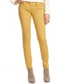 Step into color this season with American Rag's 2058 Short Twill skinny pants! Featured in a warm yellow hue, these pants totally bring your neutral-tone knits to life!