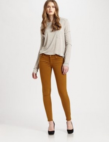 With a comfy, figure-complementing rise and slim-leg construction, these special twill skinnies have 50% more recovery than any other stretch fabric. THE FITMedium rise, about 8Inseam, about 30THE DETAILSZip flyFive-pocket style93% cotton/6% polyester/1% spandexMachine washMade in USA of imported fabricModel shown is 5'9 (175cm) wearing US size 0. With a comfy, figure-complementing rise and slim-leg construction, these special twill skinnies have 50% more recovery than any other stretch fabric. THE FITMedium rise, about 8Inseam, about 30THE DETAILSZip flyFive-pocket style93% cotton/6% polyester/1% spandexMachine washMade in USA of imported fabricModel shown is 5'9 (175cm) wearing US size 0.