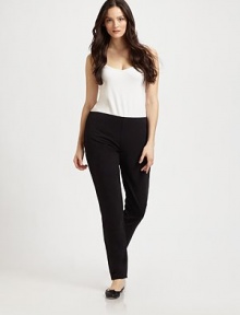 A sophisticated classic with an irresistible and flattering fit made from soft, stretch cotton. Elastic waistbandInseam, about 31Rise, about 1191% cotton/9% spandexMachine washImported A sophisticated classic with an irresistible and flattering fit made from soft, stretch cotton. Elastic waistbandInseam, about 31Rise, about 1191% cotton/9% spandexMachine washImported