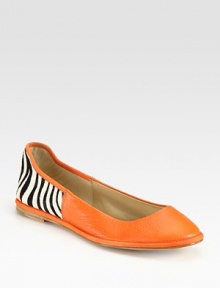 Vibrant leather classic backed by wildly chic, zebra-print calf hair. Leather and zebra-print calf hair upperLeather lining and solePadded insoleImportedOUR FIT MODEL RECOMMENDS ordering one half size up as this style runs small. Vibrant leather classic backed by wildly chic, zebra-print calf hair. Leather and zebra-print calf hair upperLeather lining and solePadded insoleImportedOUR FIT MODEL RECOMMENDS ordering one half size up as this style runs small.