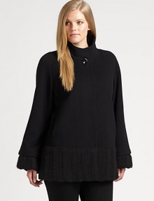 Taking a cue from vintage Hollywood glamour, a gorgeous swing coat with chic knit details and convenient slash pockets.Oversized collarLong sleevesConcealed button frontSlash pocketsRibbed-knit trimFully linedAbout 28 from shoulder to hem60% wool/20% cashmere/20% nylonDry cleanMade in Italy Taking a cue from vintage Hollywood glamour, a gorgeous swing coat with chic knit details and convenient slash pockets.Oversized collarLong sleevesConcealed button frontSlash pocketsRibbed-knit trimFully linedAbout 28 from shoulder to hem60% wool/20% cashmere/20% nylonDry cleanMade in Italy