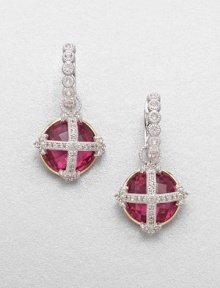 From the Laguna Collection. Faceted fuchsia quartz set in 18k gold with sparkling white sapphire accents atop a cross design. Fuchsia quartzSterling silverWhite sapphire18k goldSize, about .5Fixed baleImported From the Laguna Collection. Faceted fuchsia quartz set in 18k gold with sparkling white sapphire accents atop a cross design. Fuchsia quartzSterling silverWhite sapphire18k goldSize, about .5Fixed baleImported