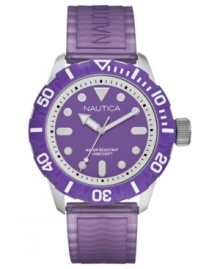 Positively purple: this modern sport watch boasts classic Nautica style.